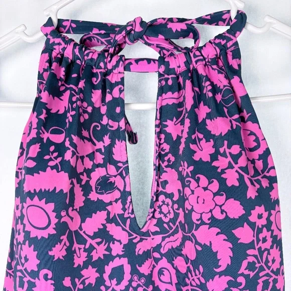 Boden High Neck Swimsuit Pink and Navy - Picture 5 of 9